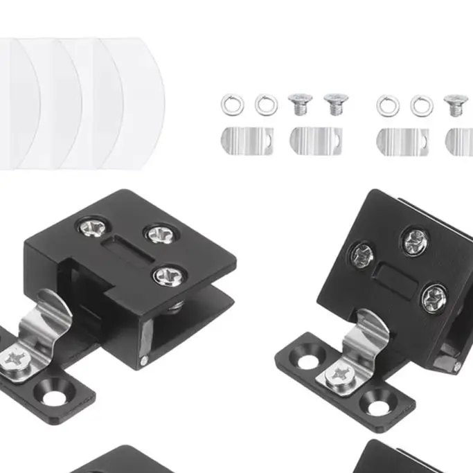 4Pack Frameless Glass Door Hinges 90 Degree Self-Locking Spring Catch Zinc Alloy Hardware For Kitchen Bathroom Cabinets