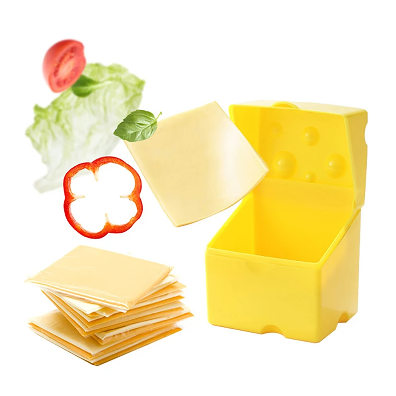 Cheese Storage Container Kitchen Accessories Plastic Cheese Shaped Refrigerator Slice Cheese Storage Box Kitchen Gadgets