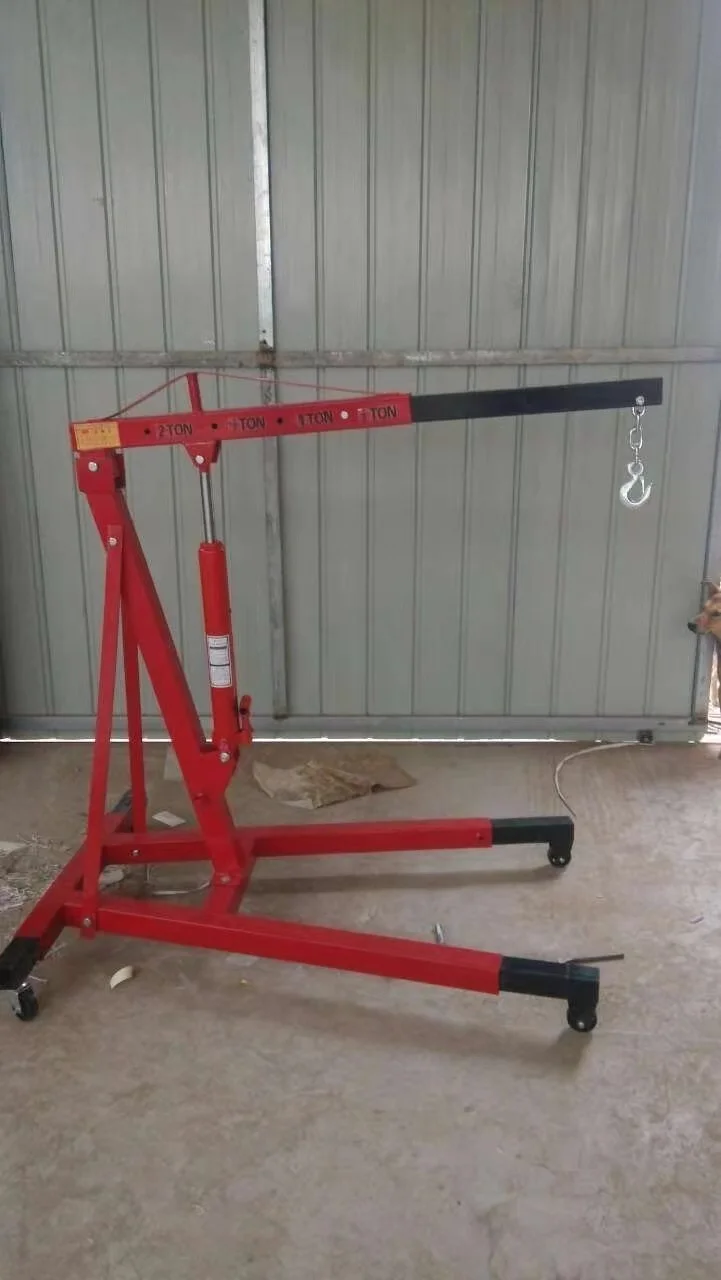 رافعة رافعة محرك هيدروليكية قابلة للطي عالية المتانة 2 طن مع سلك حبل حبال عجلات شهادة CE لمتجر السيارات