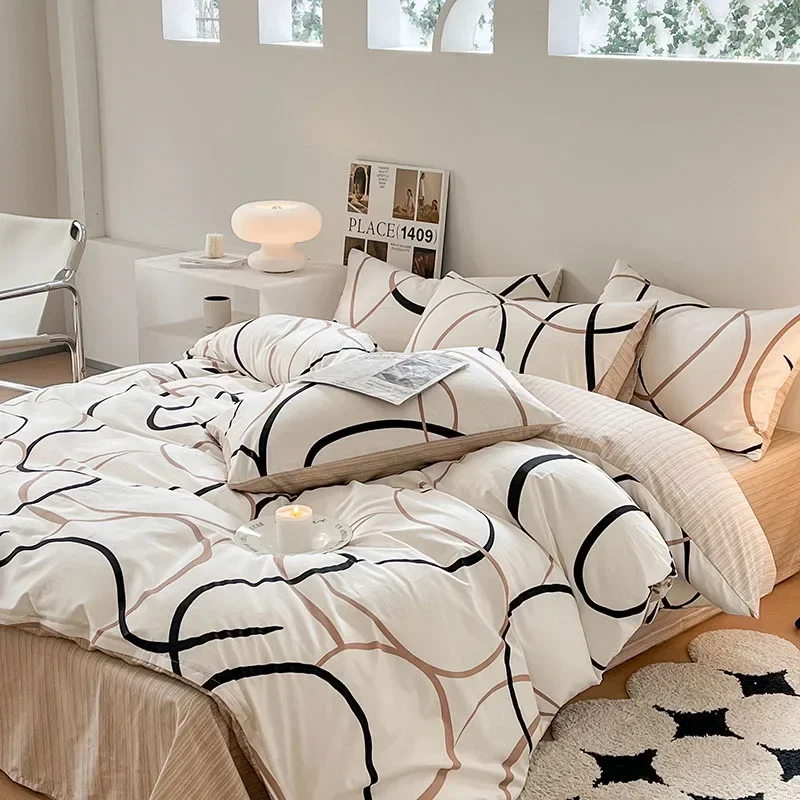 

Cotton Bedding Set High Quality Quilt Cover Set Single Double Queen Size Duvet Cover Set Printing Bedclothes