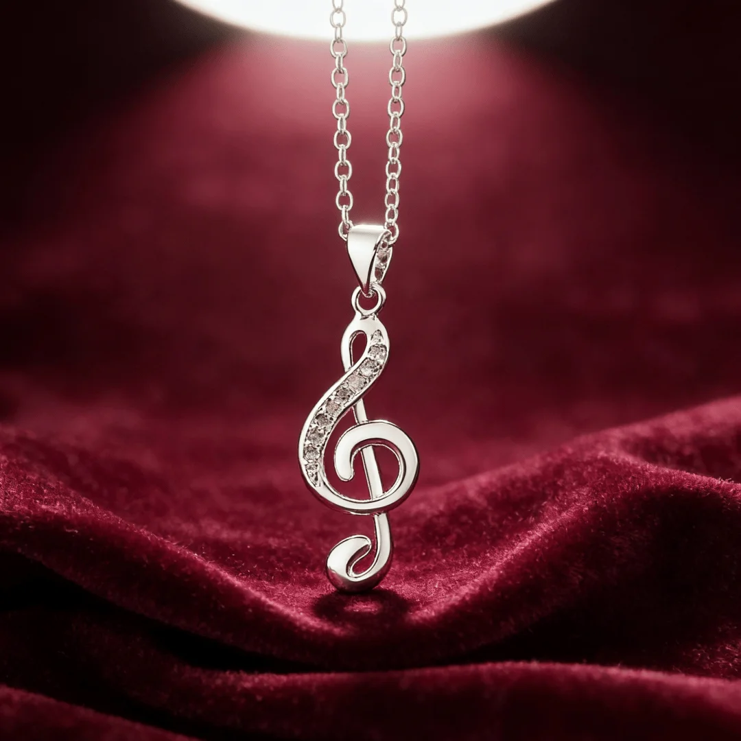 New Fine 925 Sterling Silver Musical note Necklace Earrings Jewelry Sets for Women Fashion Wedding Party Holiday Gifts view 3