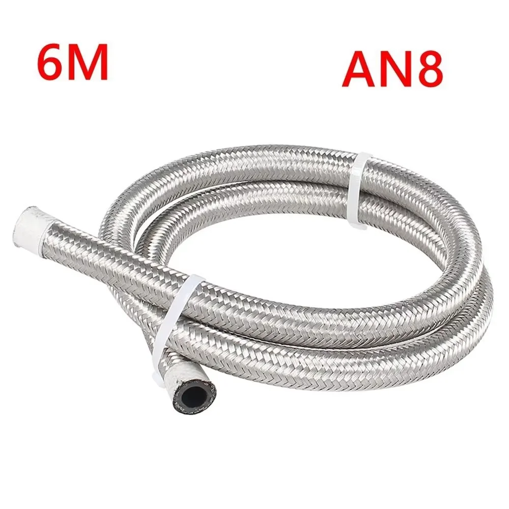16FT 5M AN4 AN6 AN8 AN10 AN12 Olie Brandstof Slang Olie Gas Cooler Slang Line Buis Nylon Roestvrij staal Gevlochten Binnen Cpe Rubber