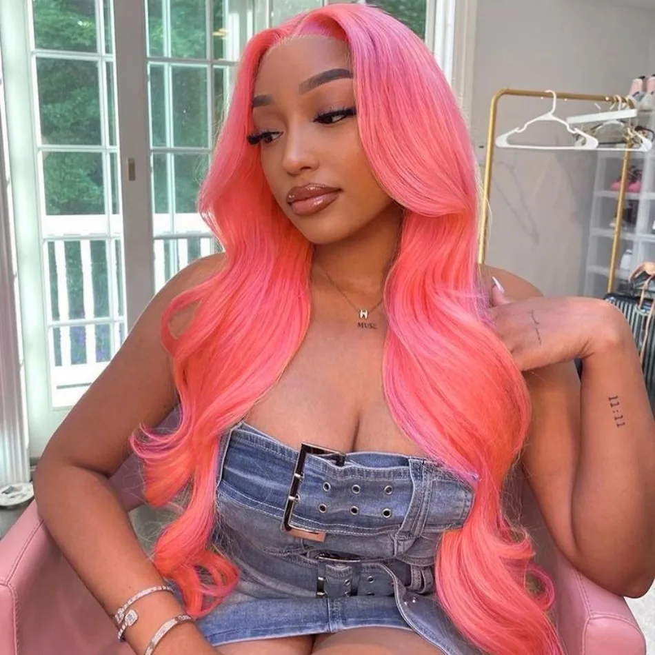 

Накладные парики с розовой волнистой прической 13x6, парик из натуральных человеческих волос 13x4 с естественной линией роста волос, 100% бразильские парики с фронтальной вставкой из натуральных волос для женщин