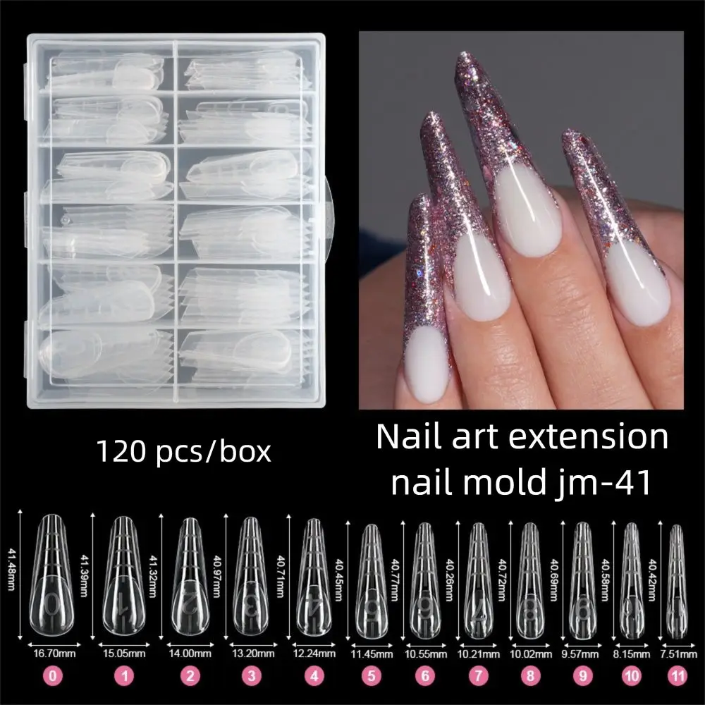 120Pcs/Box Dual Forms Nail Mold 12 Sizes Pink Quick Building Gel Mold French Reusable Reusable Nail Top Forms