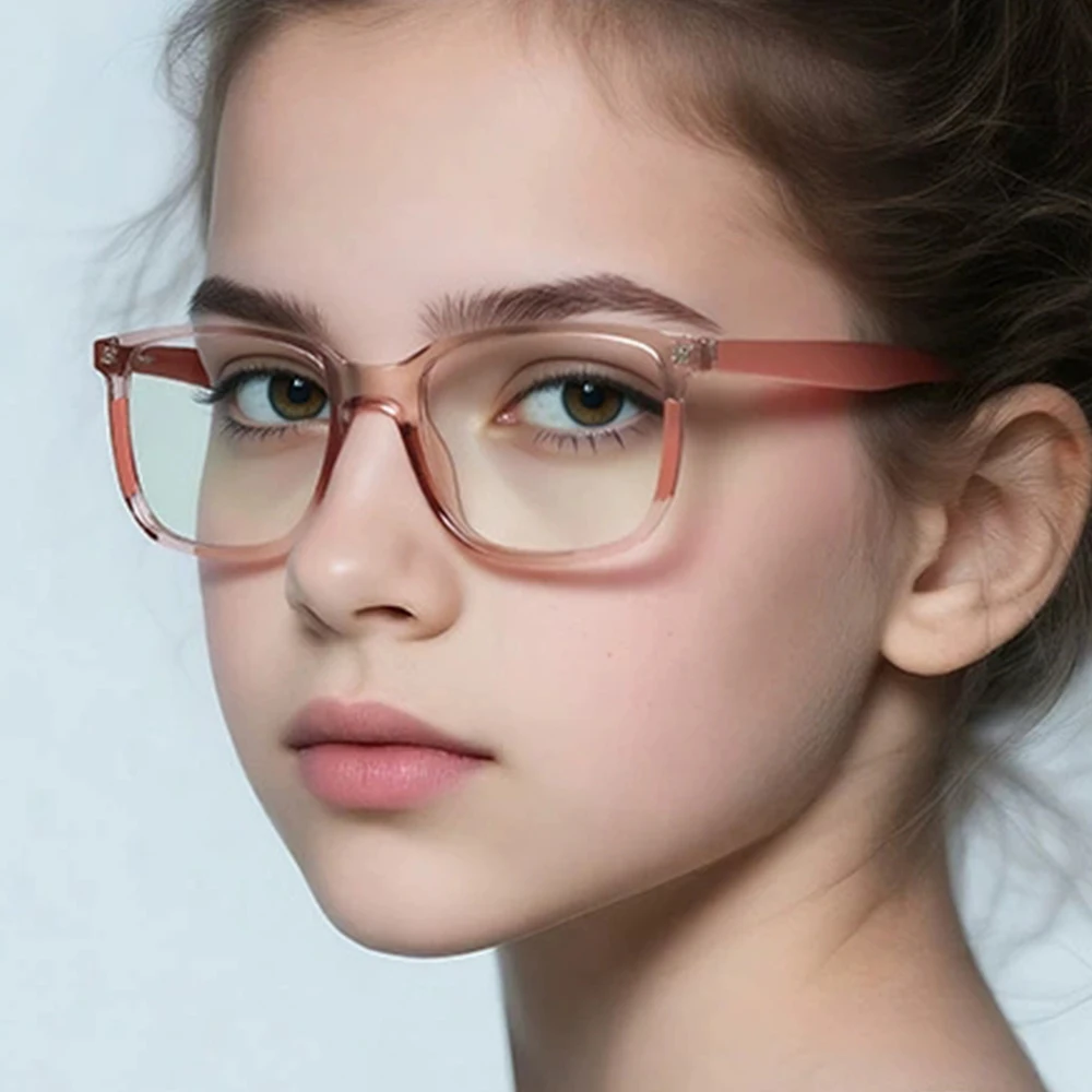 CRIXALIS Children Square Anti Blue Light Glasses Frame Kids Ultralight TR90 Clear Eyeglass Customizable Prescription Spectacles