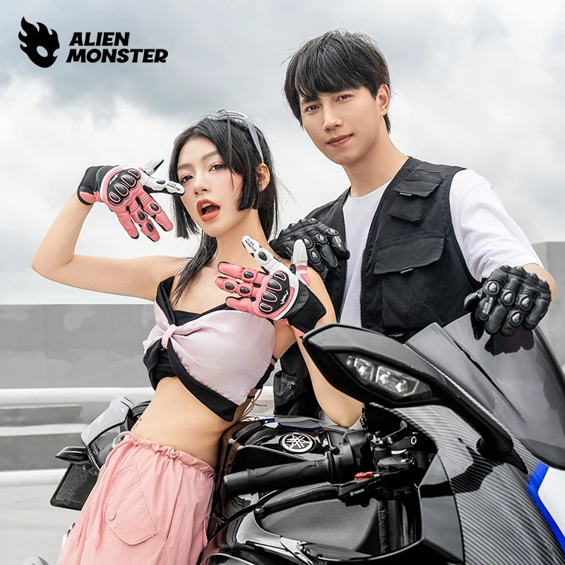 

Мужские мотоциклетные перчатки из дышащей натуральной кожи с сенсорным экраном, сезонные мото перчатки для езды на мотоцикле, перчатки для мотокросса, защита запястья