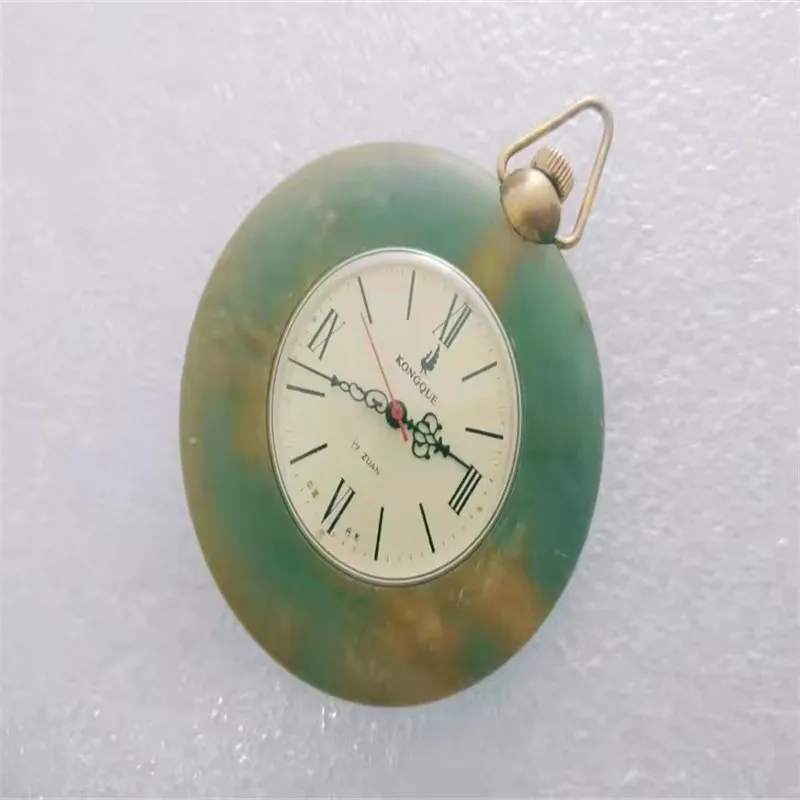 Biggest! 1992 Xiuyan Laokeng jade production Other arts and crafts Peacock mechanical manual pocket watch