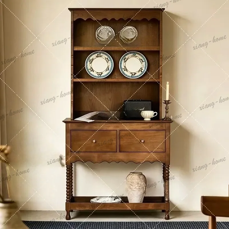 Best Sellers Solid Wood Tableware Cabinet Antique Dining Sideboard Retro Wall Storage Floor Locker For Hotel Restaurant Home Kit