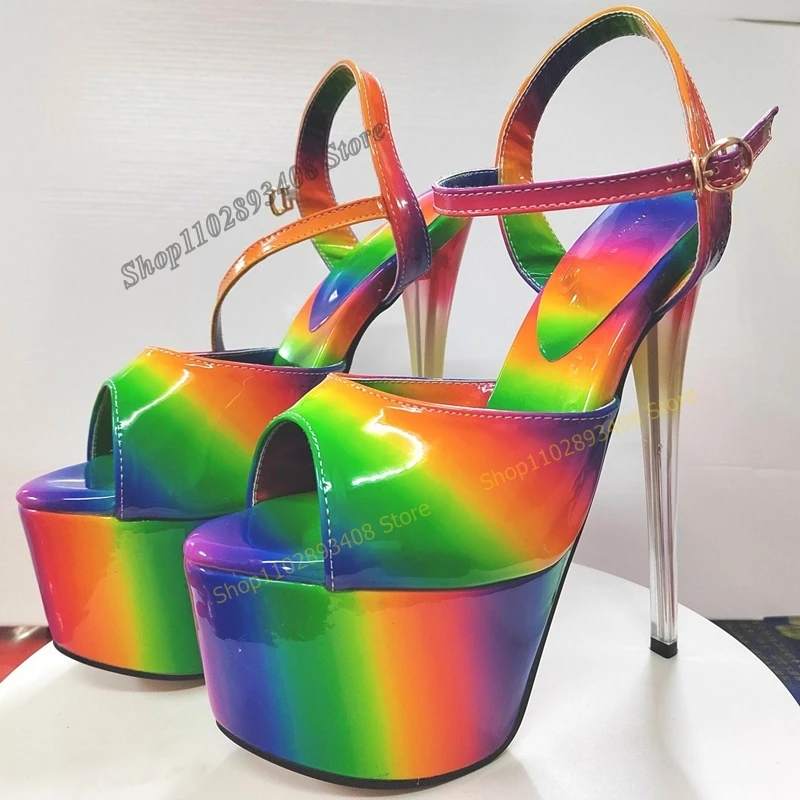 Colorful Platform Peep Toe Sandals Buckle Strap Stilettos High Heel Women Shoes 2023 Summer Fashion Sexy Zapatos Para Mujere