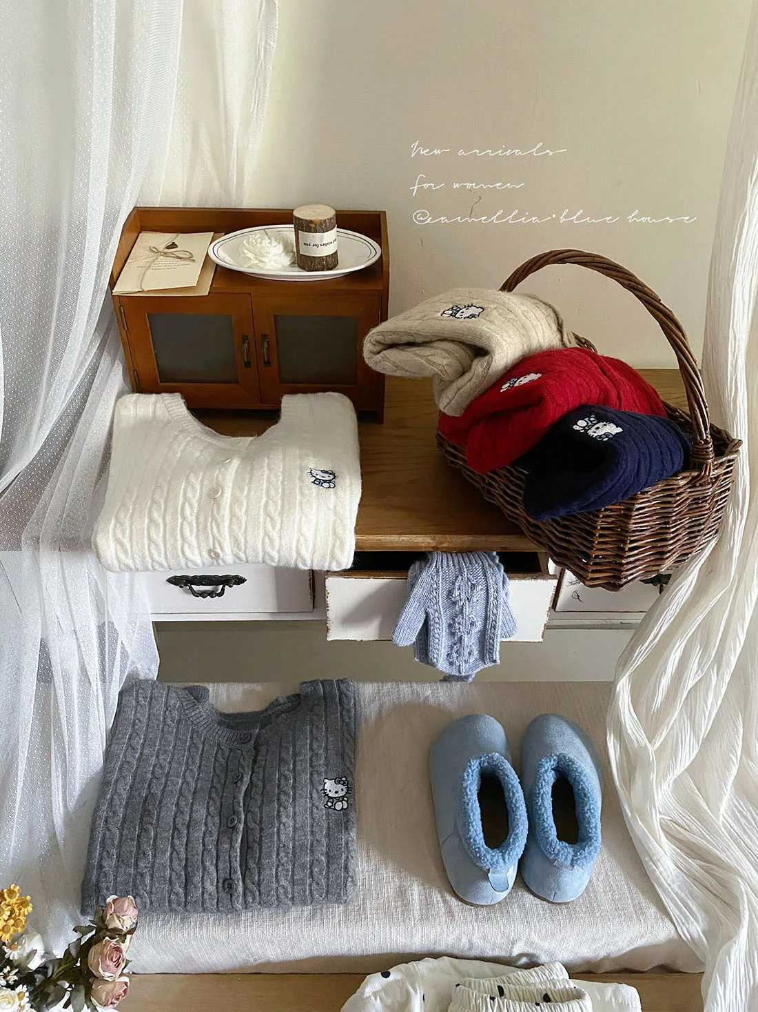 Schattig borduurwerk gebreid twist open vest dames winter vroege lente bovenkleding ronde ne zachte gezellige trui Jaet