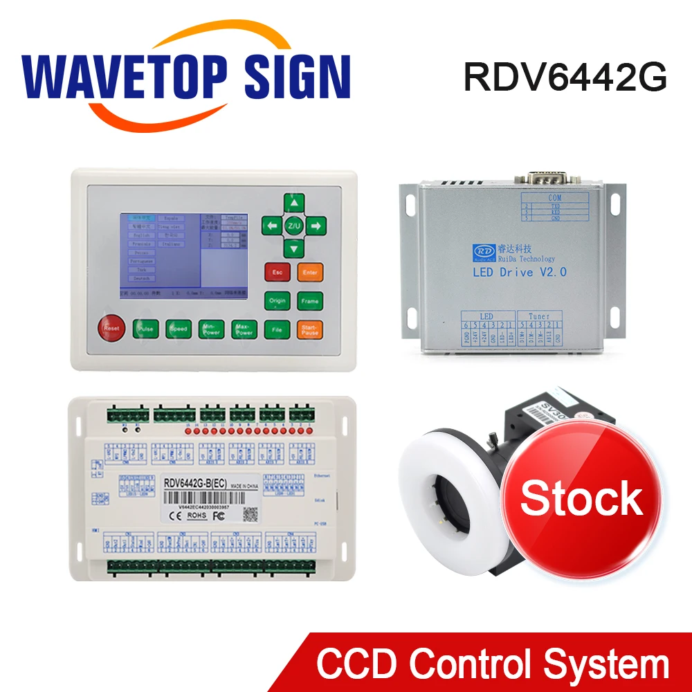WaveTopSign Stock Ruida RDV6442G CCD Visual Co2 Laser Controller System for Co2 Laser Cutting Engraving Machine