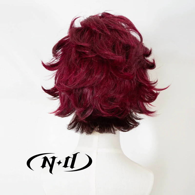 Peluca de Cosplay ND Tanjiro Kamado, peluca de pelo Demon Slayer de Anime, resistente al calor para fiesta de disfraces Comic Con Coser