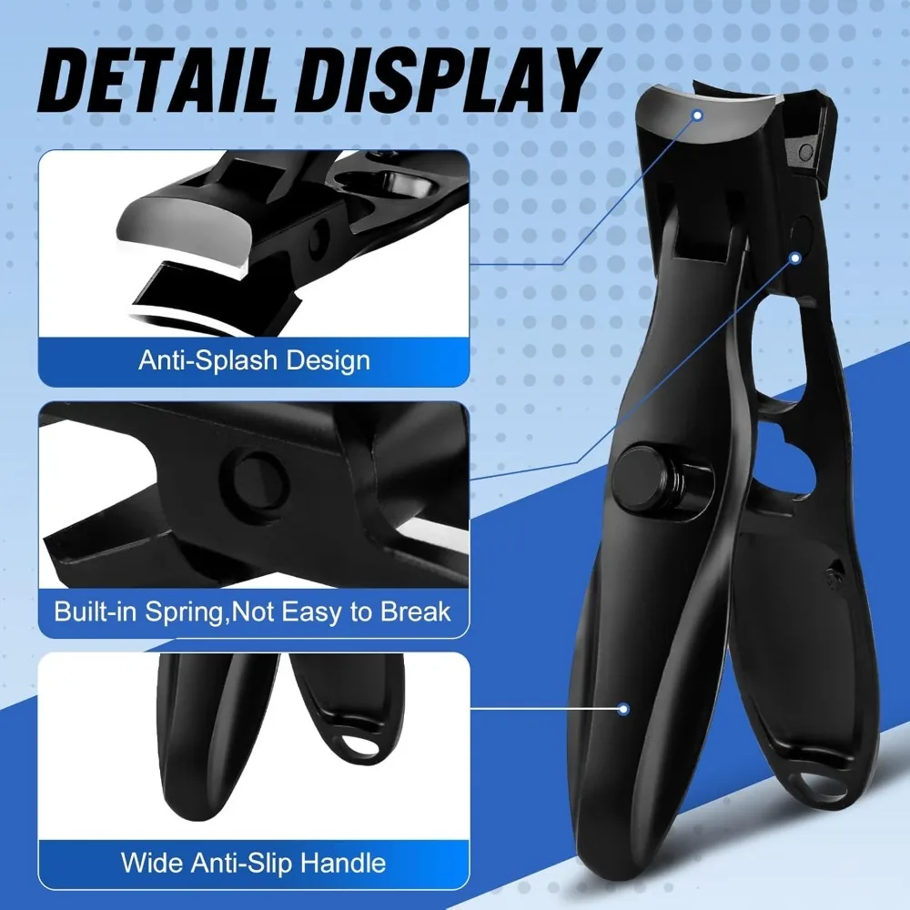 Cortauñas alemán, diseño antisalpicaduras de mandíbula ancha de acero inoxidable de primera calidad, cortaúñas ultra afiladas y resistentes con palanca ergonómica, P