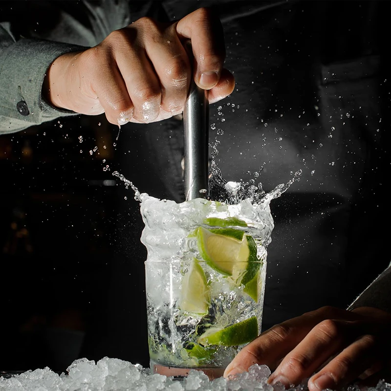 8/10 Inch Cocktail Muddler and Mixing Spoon Stainless Steel Ice Crushing Hammer Cocktail Juice Muddler Bar Cocktail Mixing Spoon