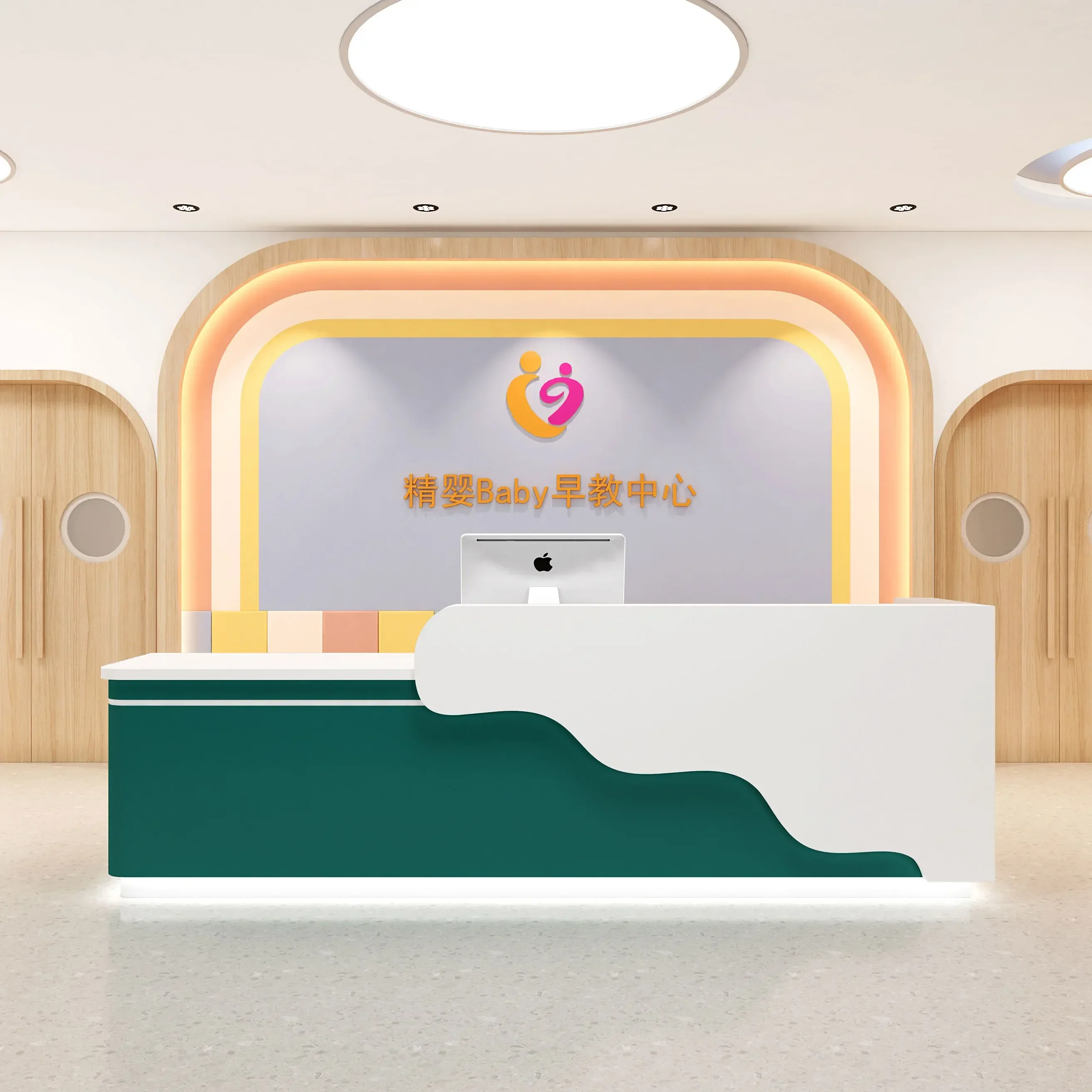 G8578 Paint Reception Desk Training Institution High-End Early Childhood Education Center Education Bar Commercial Counter
