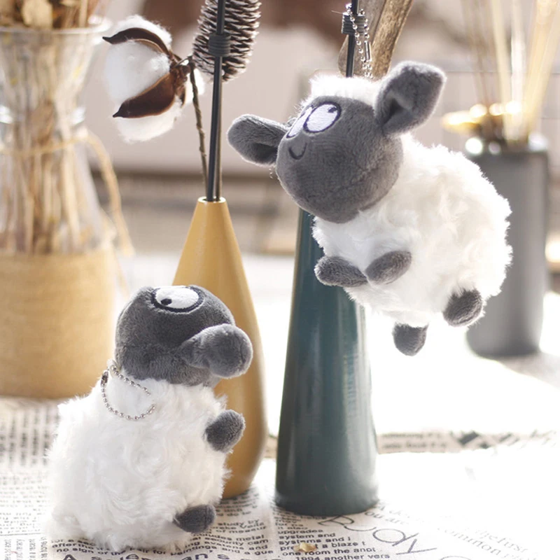1Pc Soft White Sheep Plush Doll Baby Cute Animal Doll Stuffed doll Stuffed Plush Toys Keychain Bag Backpack Pendant