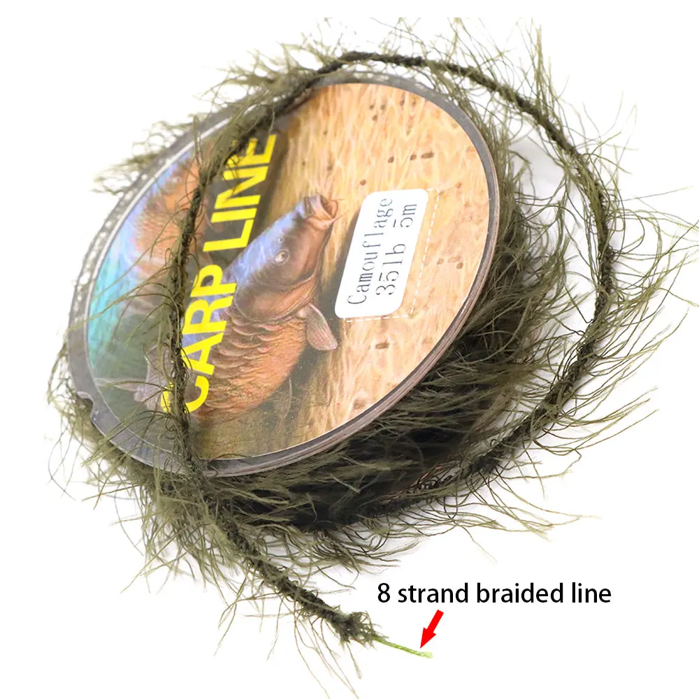 5m Carp Fishing Line Imitation Weed Line Method Feeder Lure Fish Hooklink Seagrass Thread For Carp Rig Making Accessories Tackle