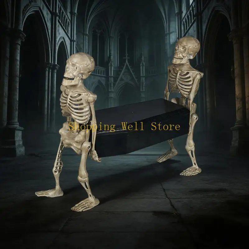 KX4B Halloween Plastic Motorized Risings Coffin Skull Men Decors Haunted Houses Decorations Moving Grave Diggers Skeleton Toy