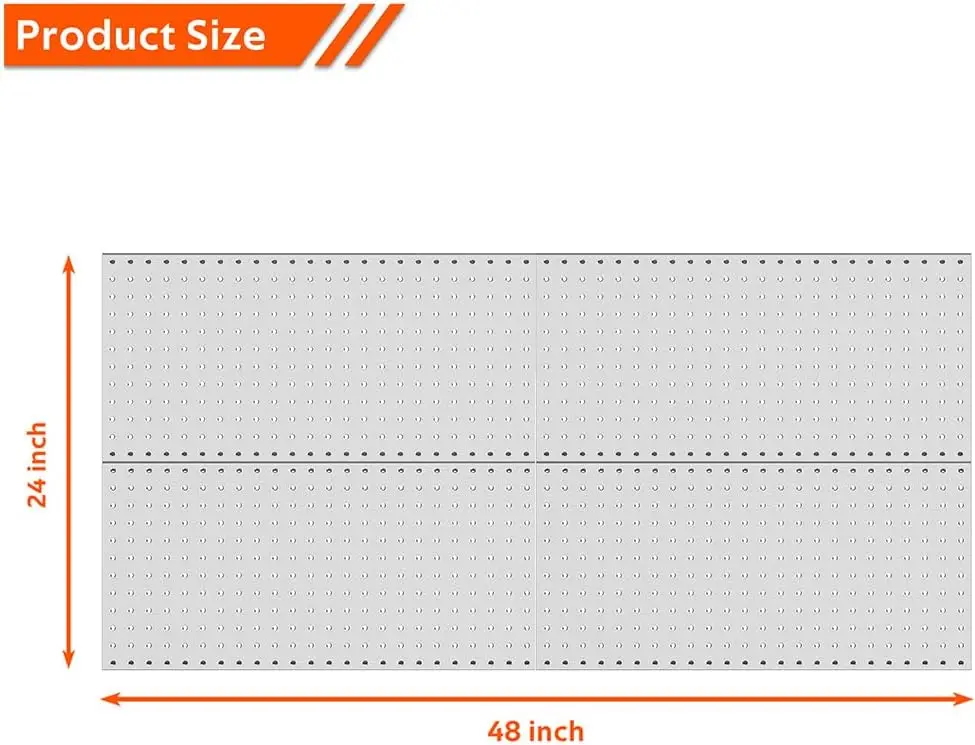 금속 페그보드 벽 패널, 차고 도구 보관용 페그 보드, 4 개