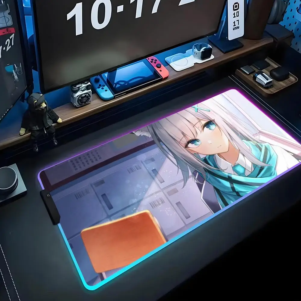 

Sunaookami Shiroko wallpaper Mouse Pad RGB Gaming Mousepad Big LED Pad PC Desk Mat Luminous Mouse Pad Large Keyboard Mats Table