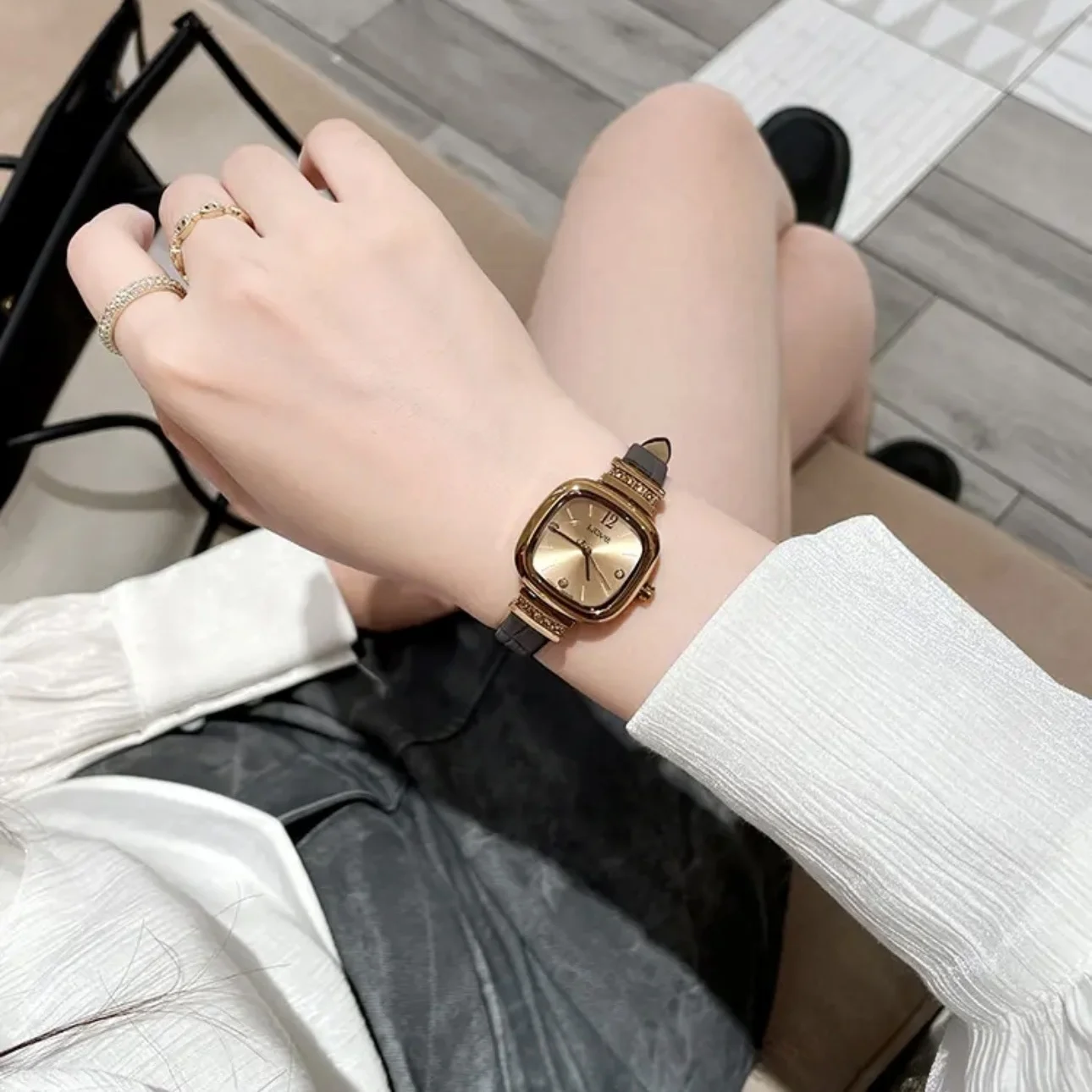 Quality Little Candy Watch Light Luxury Versatile Trendy Fashion Simple Temperament Exquisite Leather Strap Women's Watch Gifts