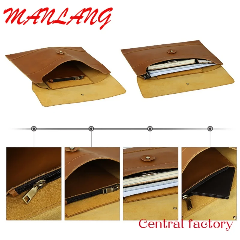 PU Leather A4 File Folder Pocket Document Wallet Paper Files Bag Business Handbag Organizer Briefcase