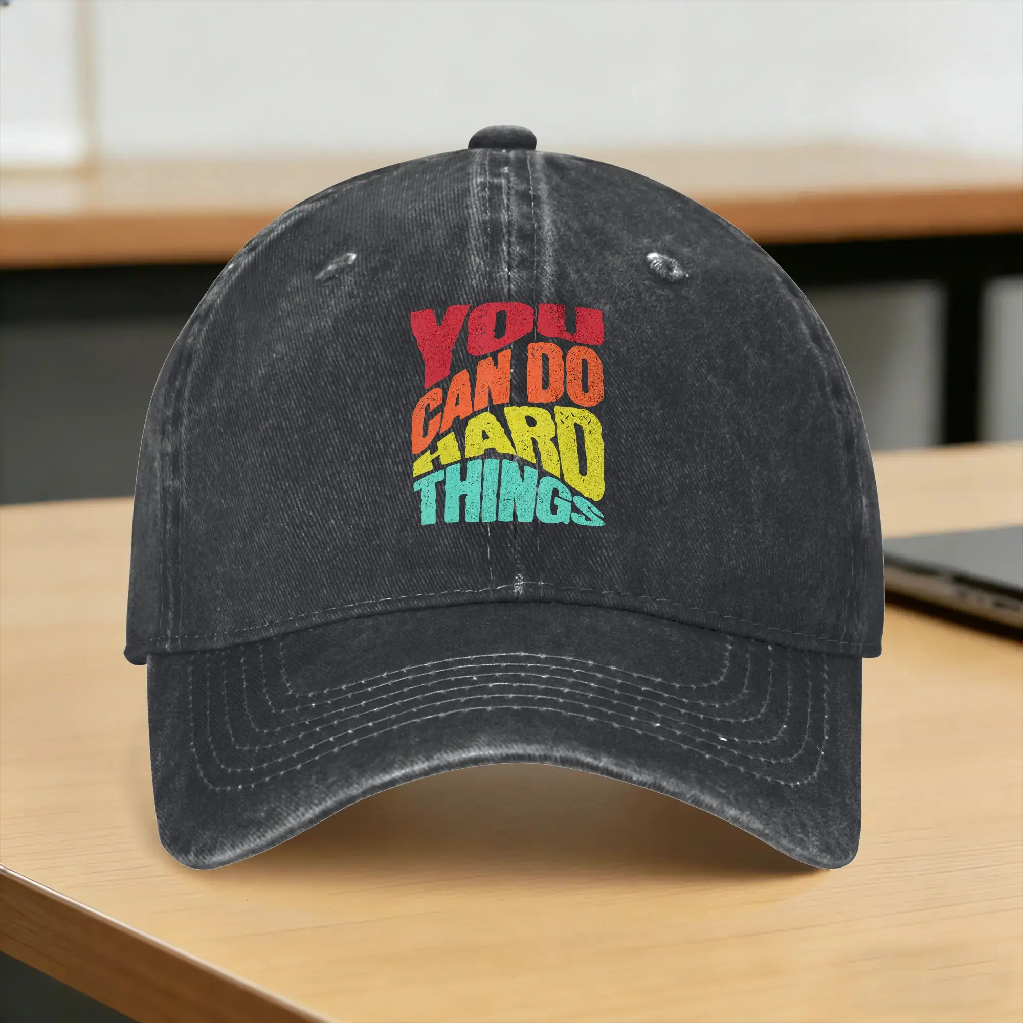 Washed Baseball Cap You Can Do Hard Things Summer Trucker Hat For Men Women  Vintage Running Hippie Sun Snapback Cap