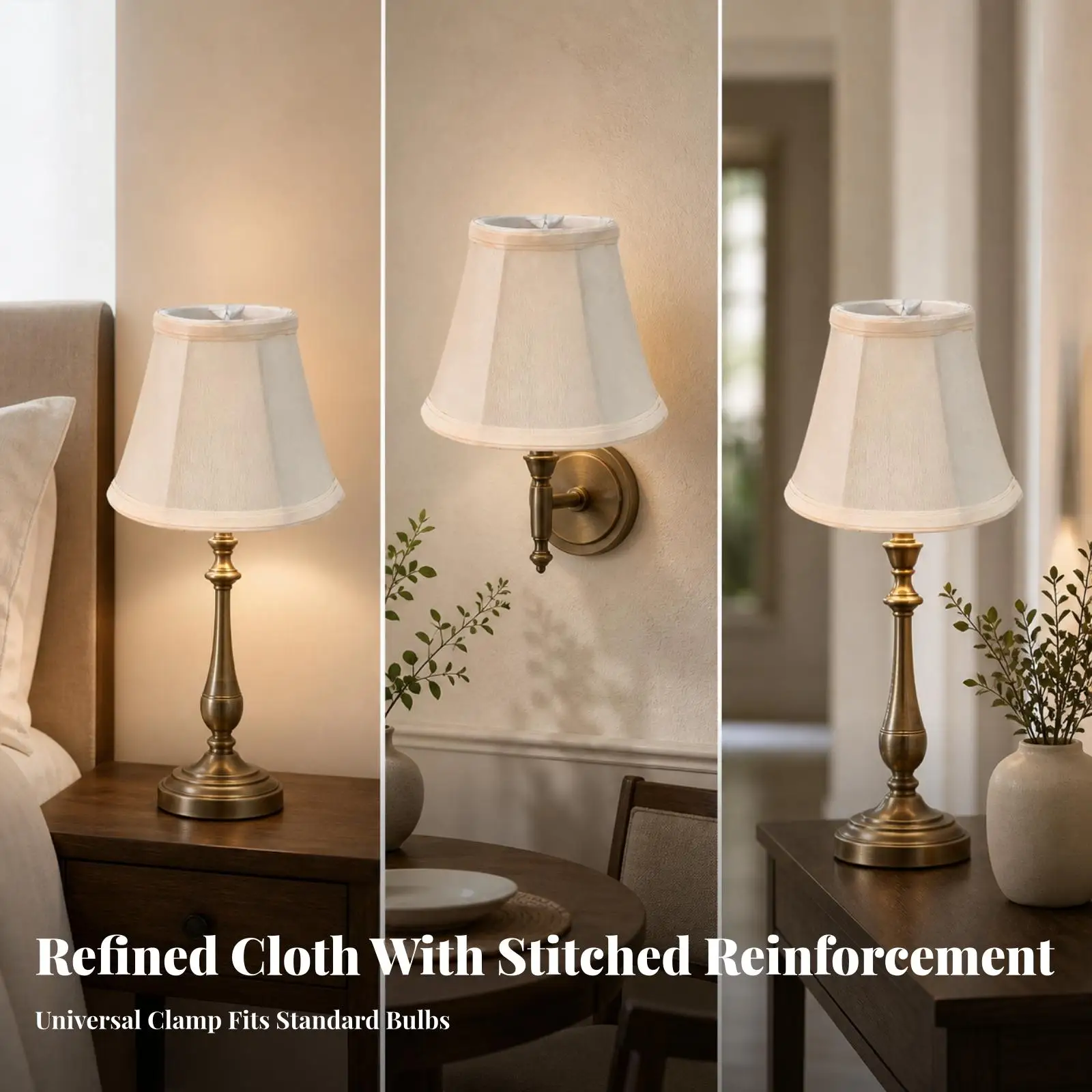 6 Pieces Textile Attach-Attachment Lamp | Softly Diffused Lighting, Tapered Conical Lampshade, for Table Lamps