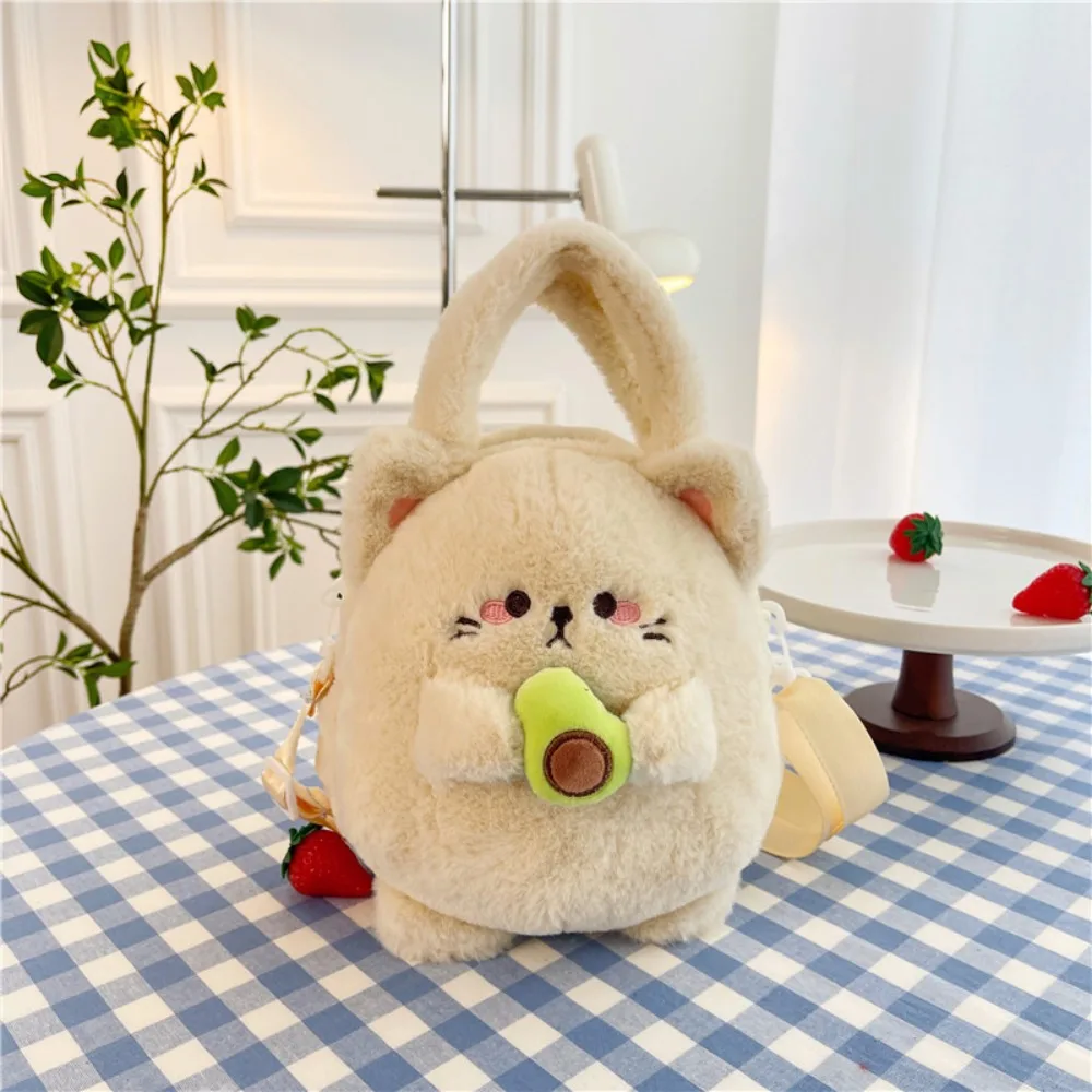 Cute Cartoon Rabbit Shoulder Bag Soft Fluffy Large Capacity Crossbody Bag Lightweight Handbag Women Girl Accessories