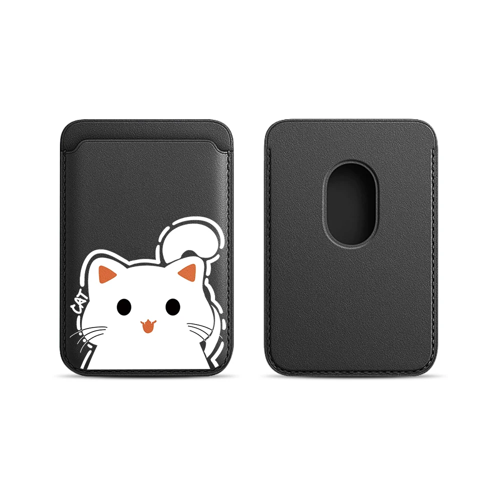 Katzen-Leder-Kartenetui Handyhülle Kartenhalter für Magnetische Hülle Geeignet für alle iPhones mit Magsafe-Kartenfunktion Niedliche Rückentasche – Detail 11