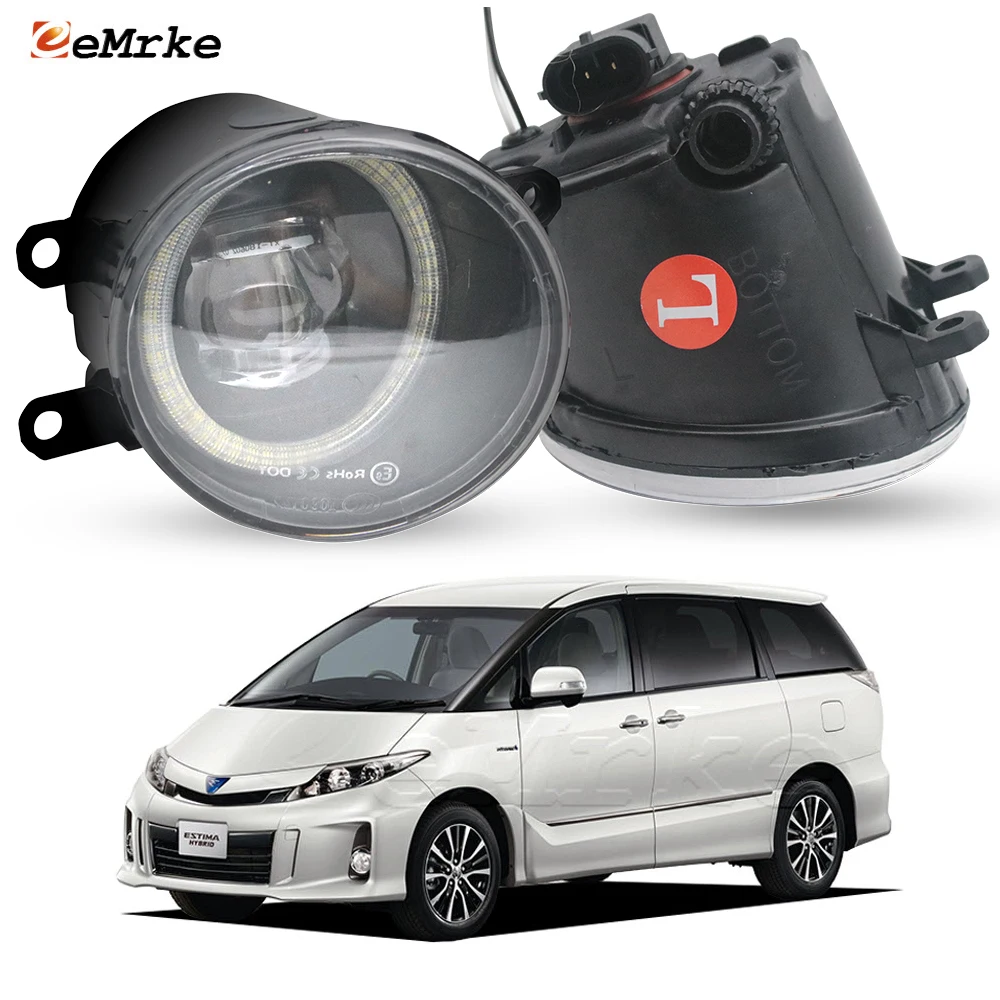 

LED Fog Light Driving Lamp Car PTF with Angel Eyes DRL + Lens for Toyota Estima Hybrid Aeras AHR20 XR50 2012 2013 2014 2015 2016