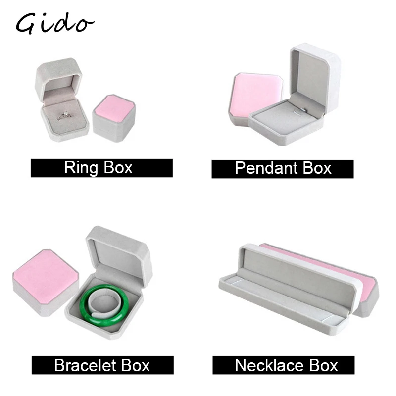 Jewelry Display Set Box Grey and Pink Packing Bag For Women& Men Rings Earrings Bracelets Necklaces Jewelry Gift Box