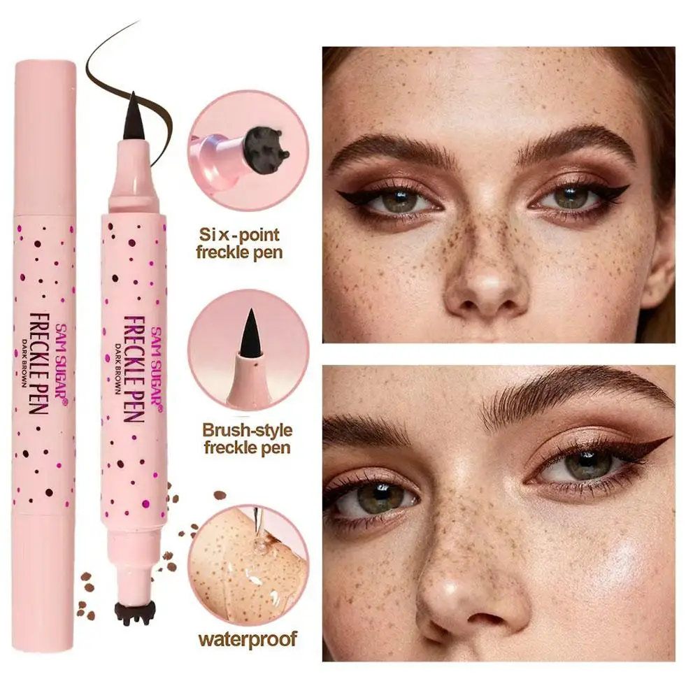 6 Points Freckle Stamp Pen Waterproof Natural Sunkissed Freckle Makeup Pencil Liquid Eyeliner Brush Style Cosmetics