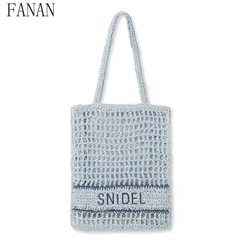

2025 New Women's Handbags Letter Embroidery Summer Cool Straw Holiday Beach Shoulder Bags Fashion Casual Hand Bag Femme