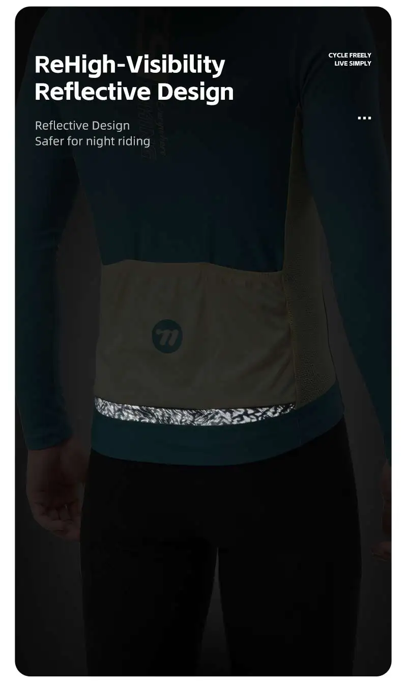 WEST BIKING Radtrikot Langarm Herren Damen Atmungsaktiv Schnelltrocknend Fahrradshirt MTB Rennrad Kleidung Sommer Reflektierendes Oberteil – Detail 8