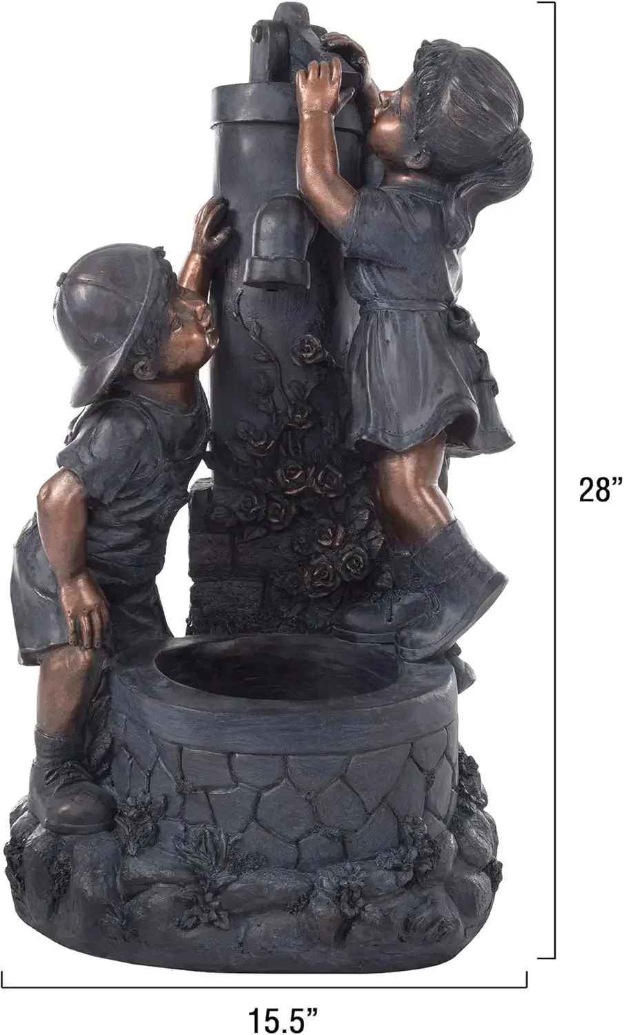 Boy and Girl Outdoor Water Fountain Garden Fountain with Soothing Sound for Patio Lawn Porch and Garden Decor Antique Bronze