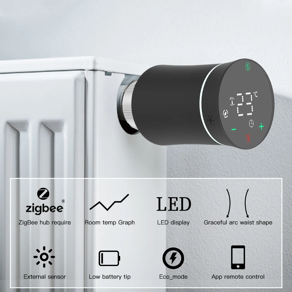 TRV ZigBee 3.0 Tuya New Radiator Actuator Valve Smart Programmable Thermostat Temperature Heater Alexa Voice Control