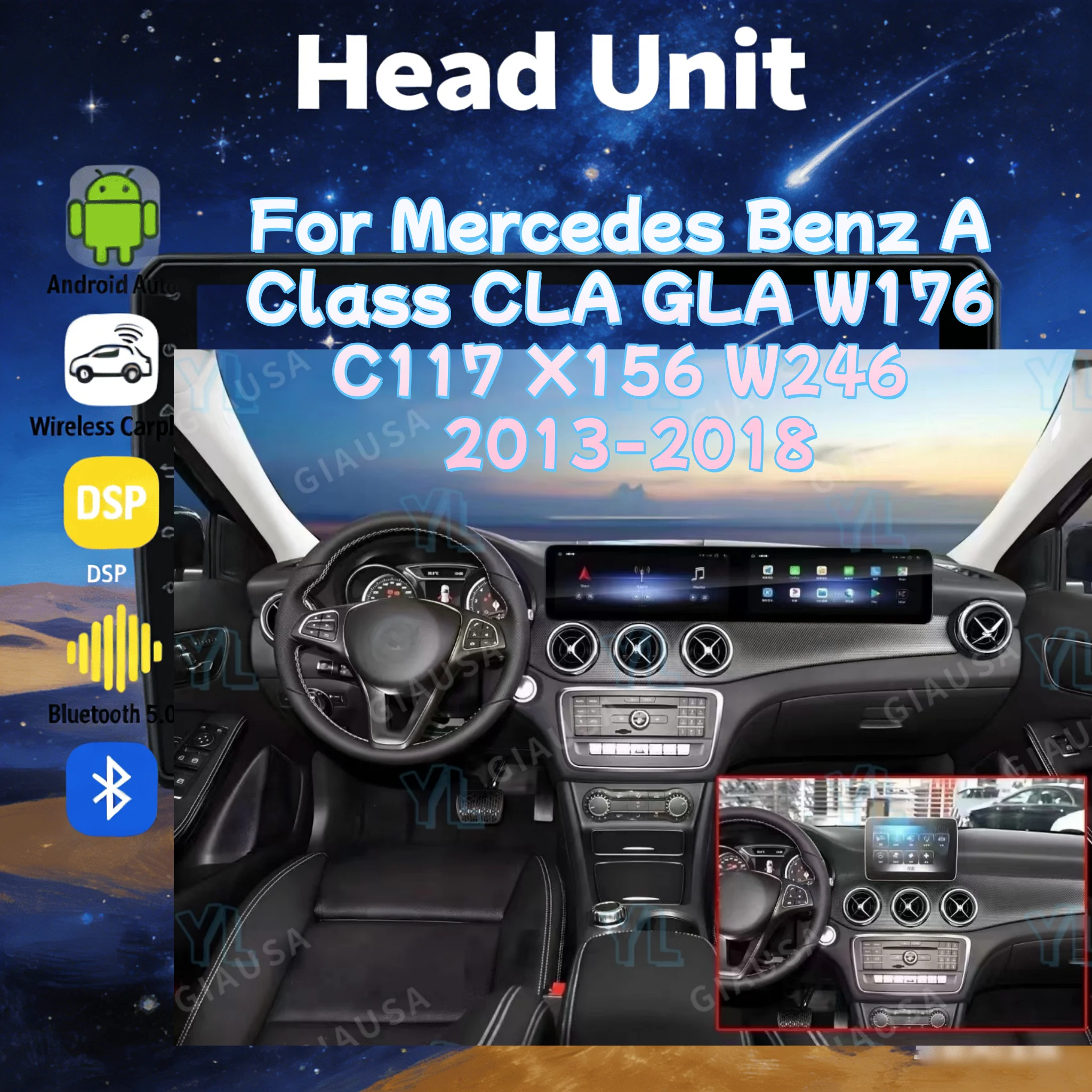 NEW Upgraded Interactive Dual Screen For Mercedes Benz A Class CLA GLA X156 W246 2013-2018 Android Car GPS Multimedia Carplay 4G