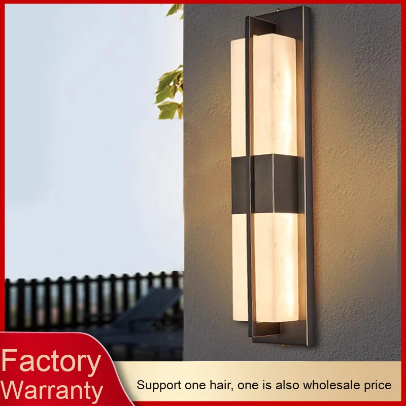 Postmodern Copper Brass LED Alabaster Indoor/Outdoor Sconce Wall Light Corridor Aisle House Courtyard Gate Polycarbonate