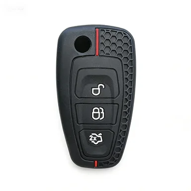 3-Button Silicone Flip Folding Car Key Cover Protector Shell For 2013 Models With Keychain