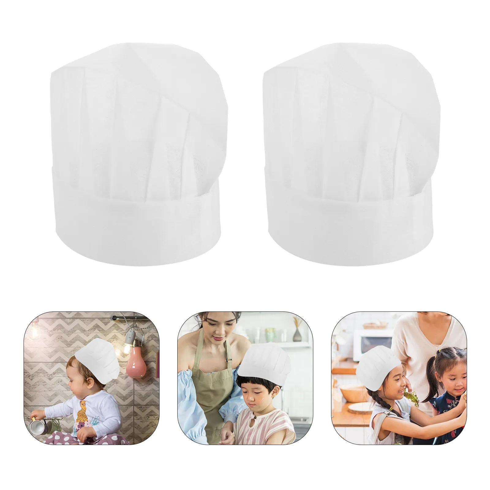 15Pcs Childrens Chef Hats Small White Disposable Non-Woven Kitchen Caps for Cooking Bakery Parties Food Service