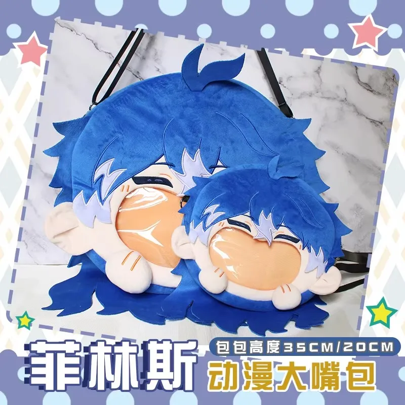 Kiryll Chudomiro Flins Borsa Cosplay Bocca Grande Kawaii Genshin Impact Borsa Cosplay Borsa a tracolla in peluche Borsa da scuola Regalo di festa