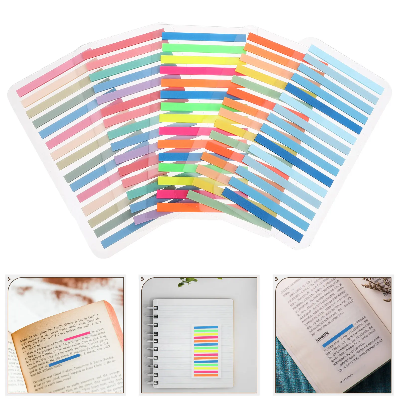 

5Sets Reading Index Tabs Translucent Highlighter Tape Multicolor Sticky Page Markers for Classroom Office School