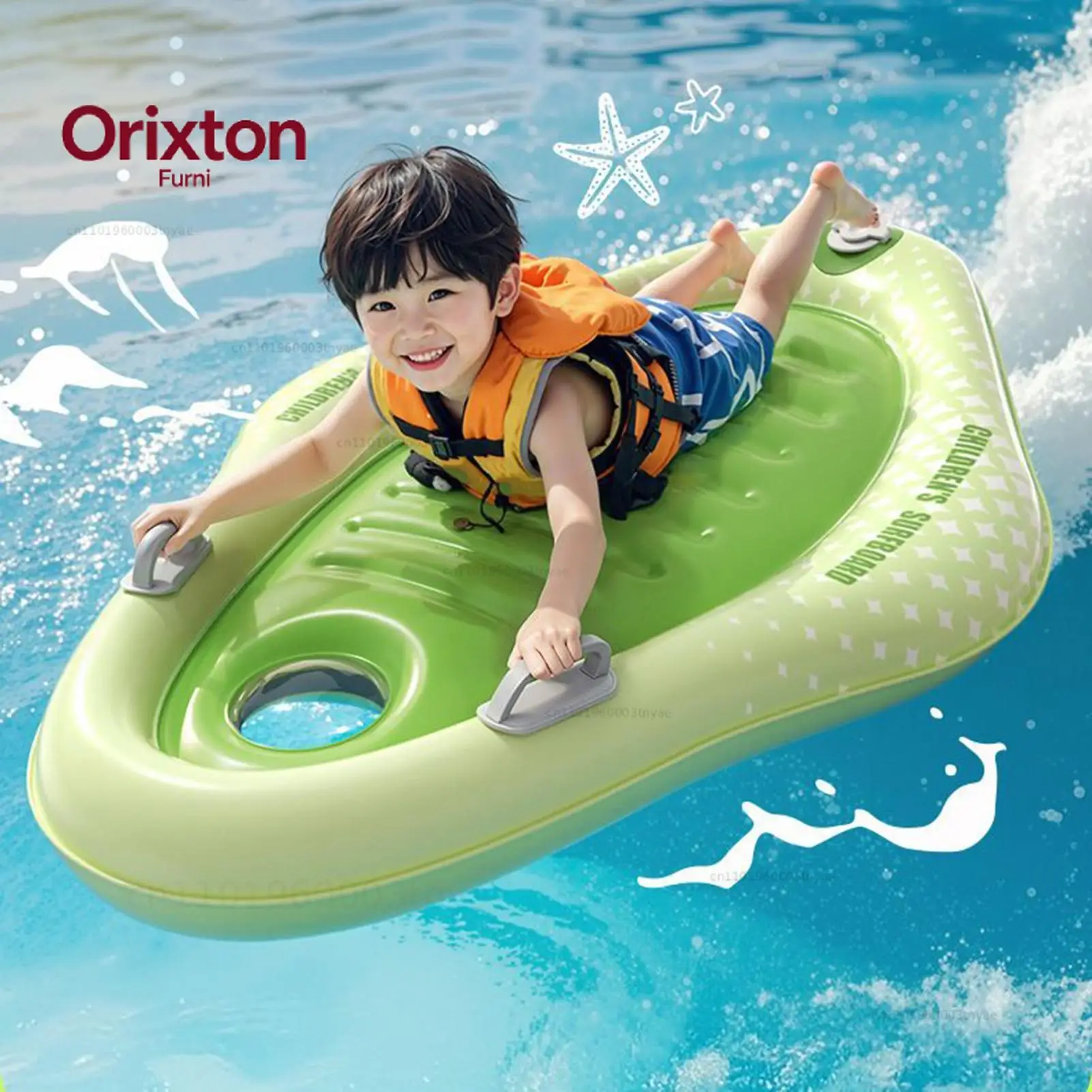 Children Inflatable Surfboard Portable Bodyboard Ski Board with Handles Ergonomic Swim Toys For Beach Surfing Swim Floating