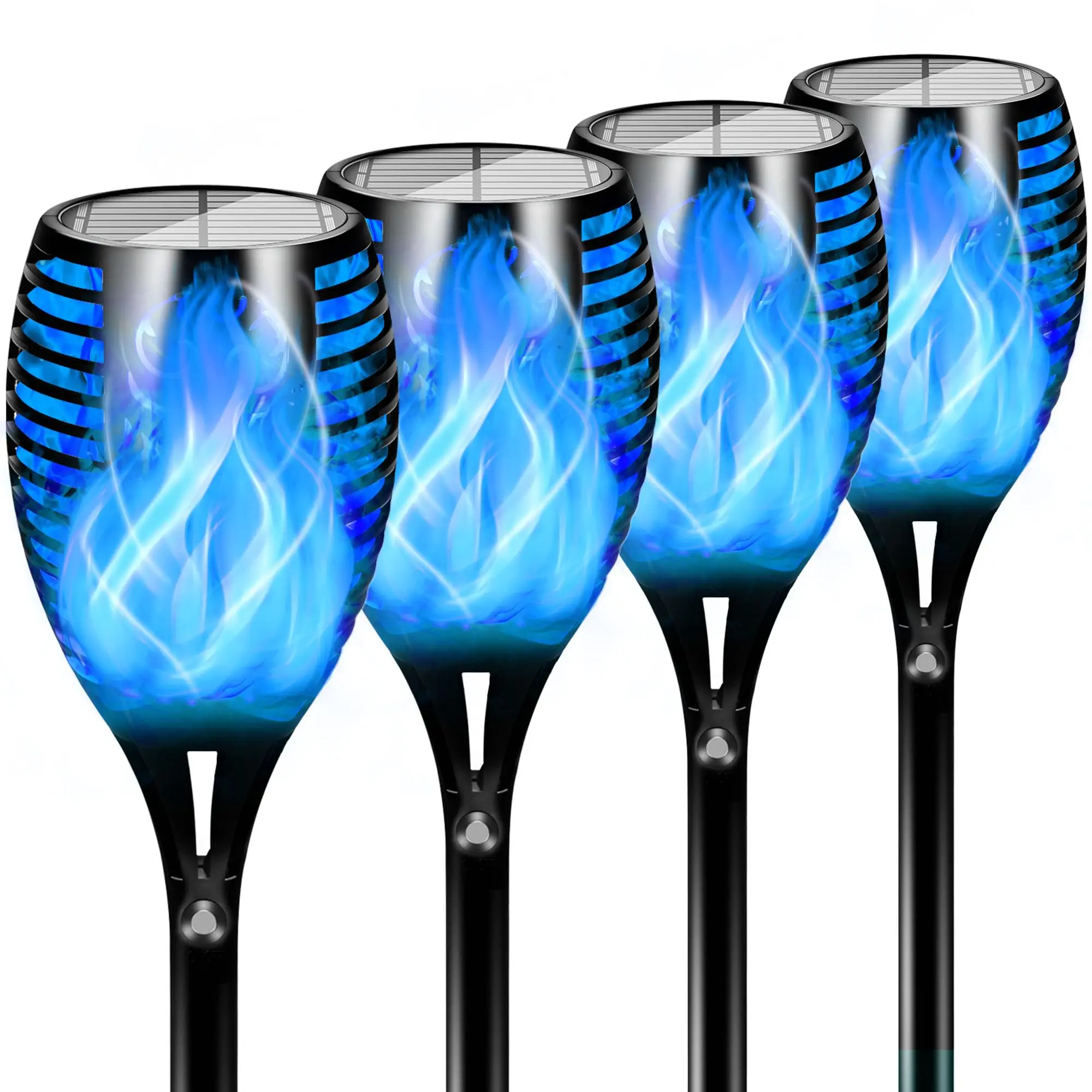 Halloween Decorations Outdoor Solar Flame Torch Light with Blue Flame for Decor, Waterproof Lights for Yard, Lawn, Patio, Garden