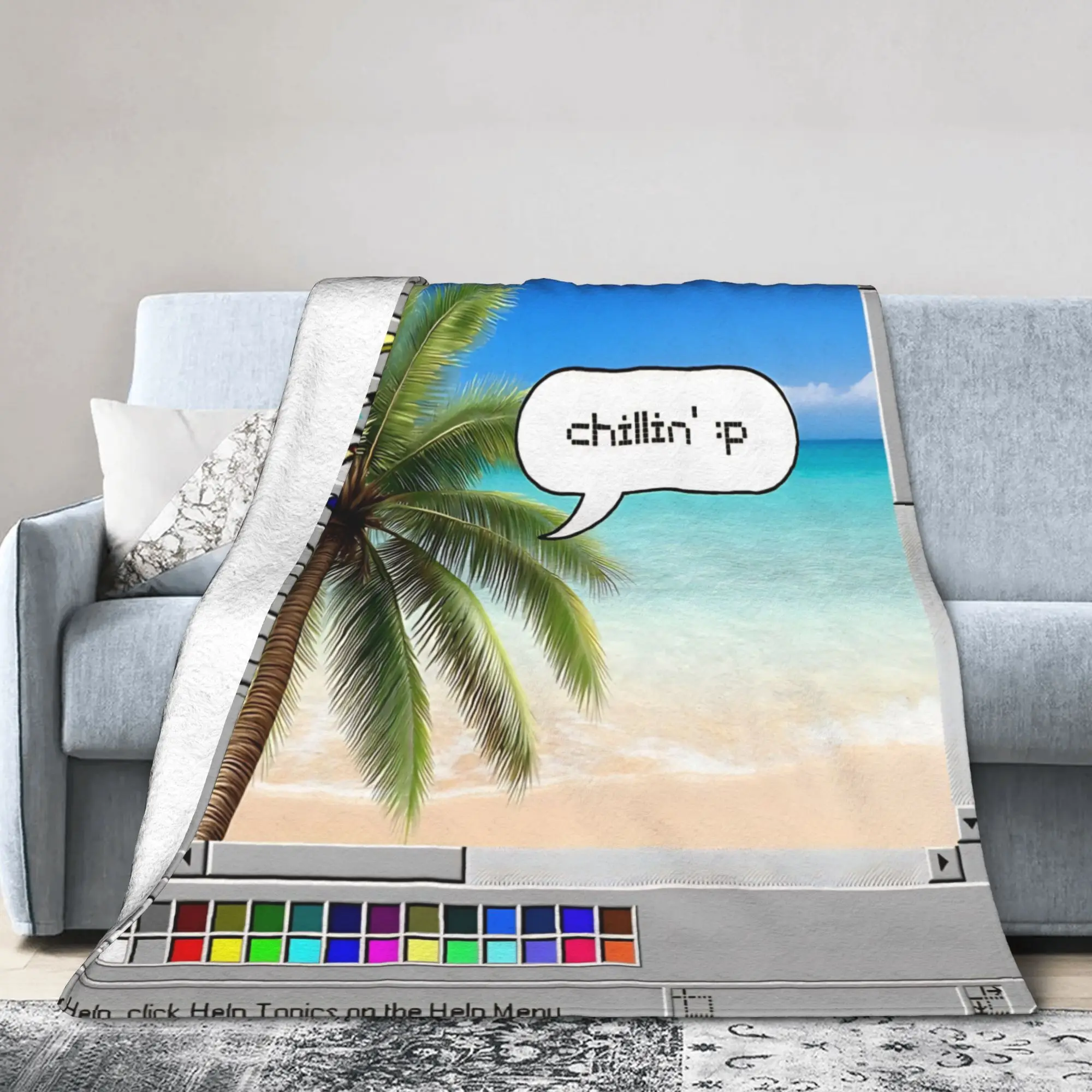 Frutiger Aero Computer Retro Digital Knitted Blanket   Flannel Throw Blankets Bedding Couch Portable Lightweight Bedsprea