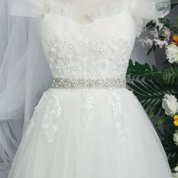 Rhinestone Bridal Belt for Wedding Dress Accessories Silver Color Crystal Bride Belt Sash…