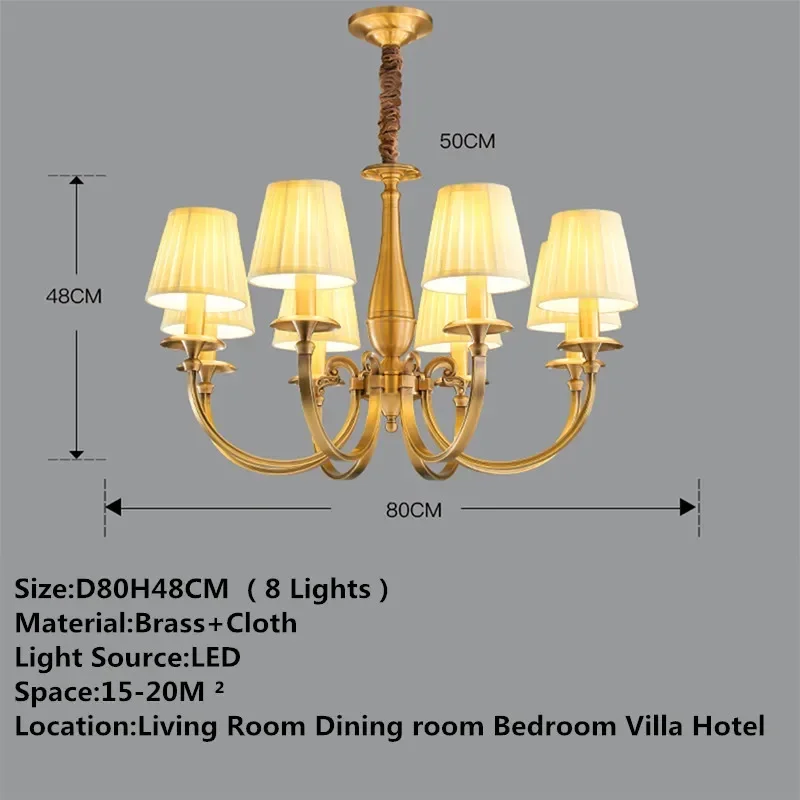 Luxurious American-european Brass Pendant Chandelier - Elegant Lighting For Living Room Dining Room & Villa Hotel Decor