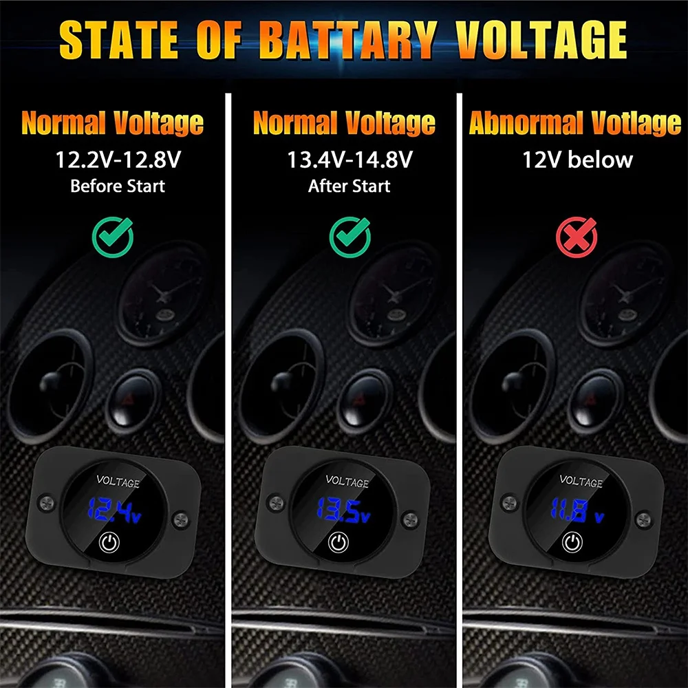 NEW HOT In Stock-2 Pack LED Digital Voltmeter With Contact Switch,DC 12V 24V Car Voltmeter LED Digital Display Waterproof Voltme
