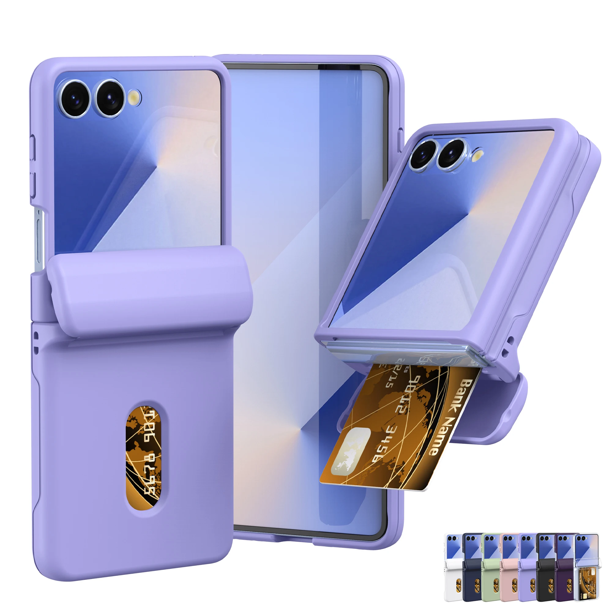 Kartensteckplatz Silikon Handyhülle für Samsung Galaxy Z Flip ZFlip 7 6 5 4 3 ZFlip7 ZFlip6 Candy Color Wallet Matte stoßfeste Abdeckung